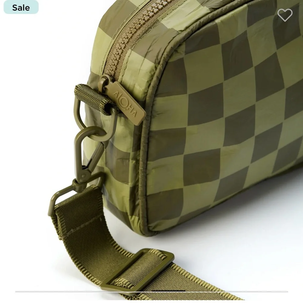 ALOHA Collection Olive and Moss Green Checkered Shoulder Bag - Picture 3 of 4